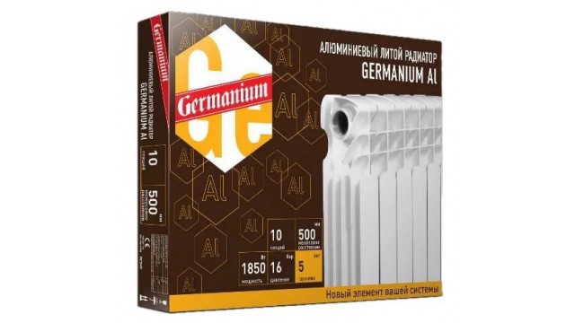 Радиатор алюминиевый, 500, 1 секция, GERMANIUM