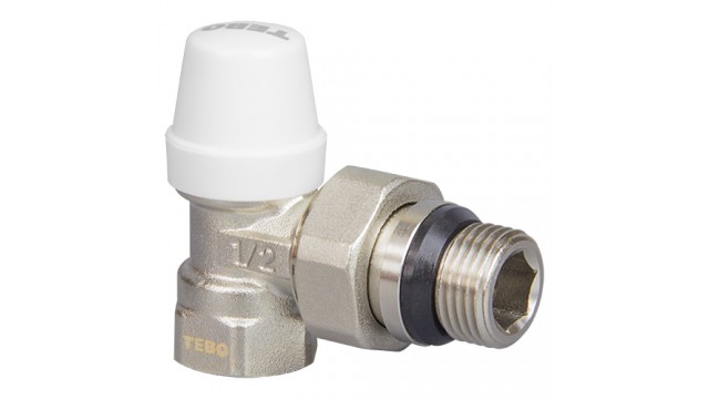 Клапан запорный угловой 1/2", TEBO