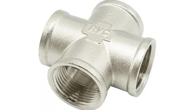 Крестовина, латунь, вн./нар./вн./нар. 1/2", ник., LexLine