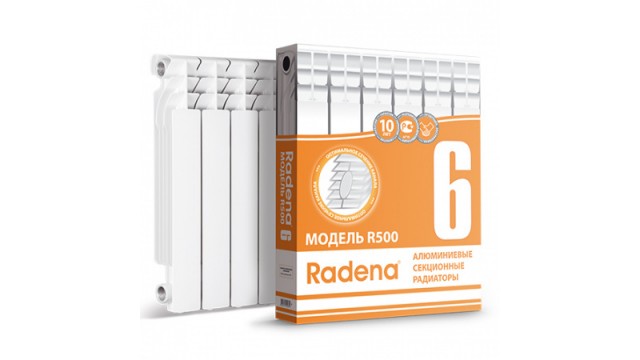Радиатор алюминиевый, 500/85, 11 секций, Radena